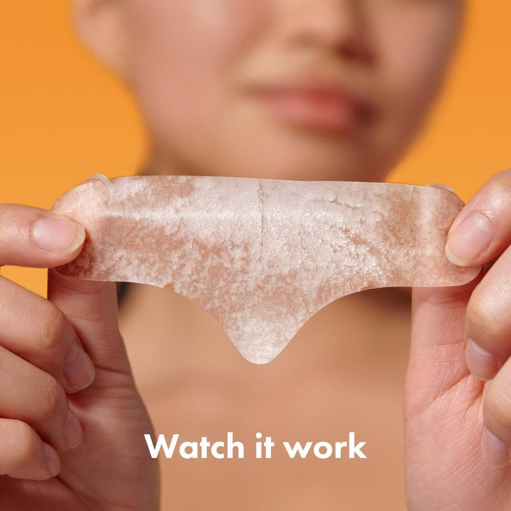 Mighty Patch Forehead XL placed on the forehead demonstrates contoured fit for between-brow area.