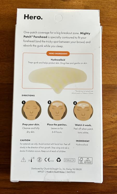 Mighty Patch Forehead XL worn during sleep supports overnight oil control.