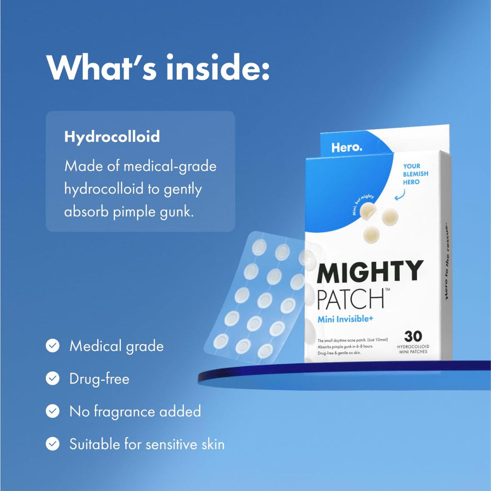 Mighty Patch Mini on blemish demonstrates discreet application and easy removal