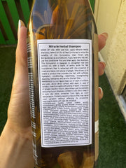 Milagros Rosemary Shampoo bottle pouring showing targeted usage