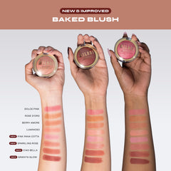 Milani Baked Blush brush-applied cheek demonstrates contour and lift.