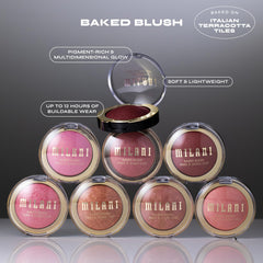 Milani Baked Blush on cheeks for natural or rosy look.