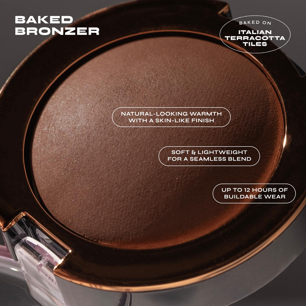 Milani Baked Bronzer blends softly with olive oil and vitamin E for comfort.