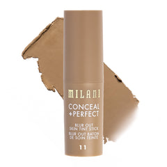 Milani Conceal + Perfect Skin Tint Stick blur-out finish for a soft-matte, airbrushed look.