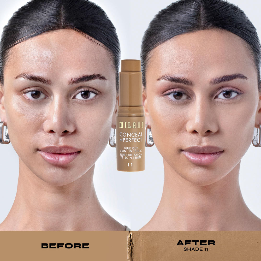 Milani Conceal + Perfect Skin Tint Stick evens tone with lightweight hydration.