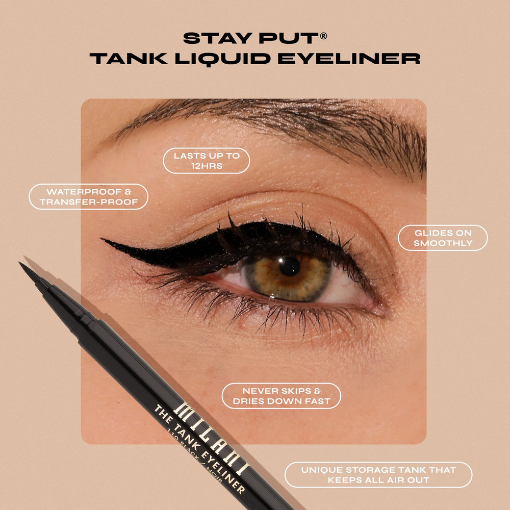 Milani The Tank waterproof formula swatches demonstrate lasting wear.