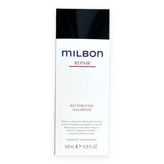 Milbon Repair Restorative Shampoo bottle front view, for repairing damaged hair and restoring resilience.
