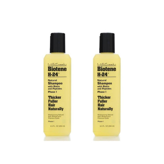 Mill Creek Biotene H-24 Shampoo two-pack front view for thicker, fuller hair.