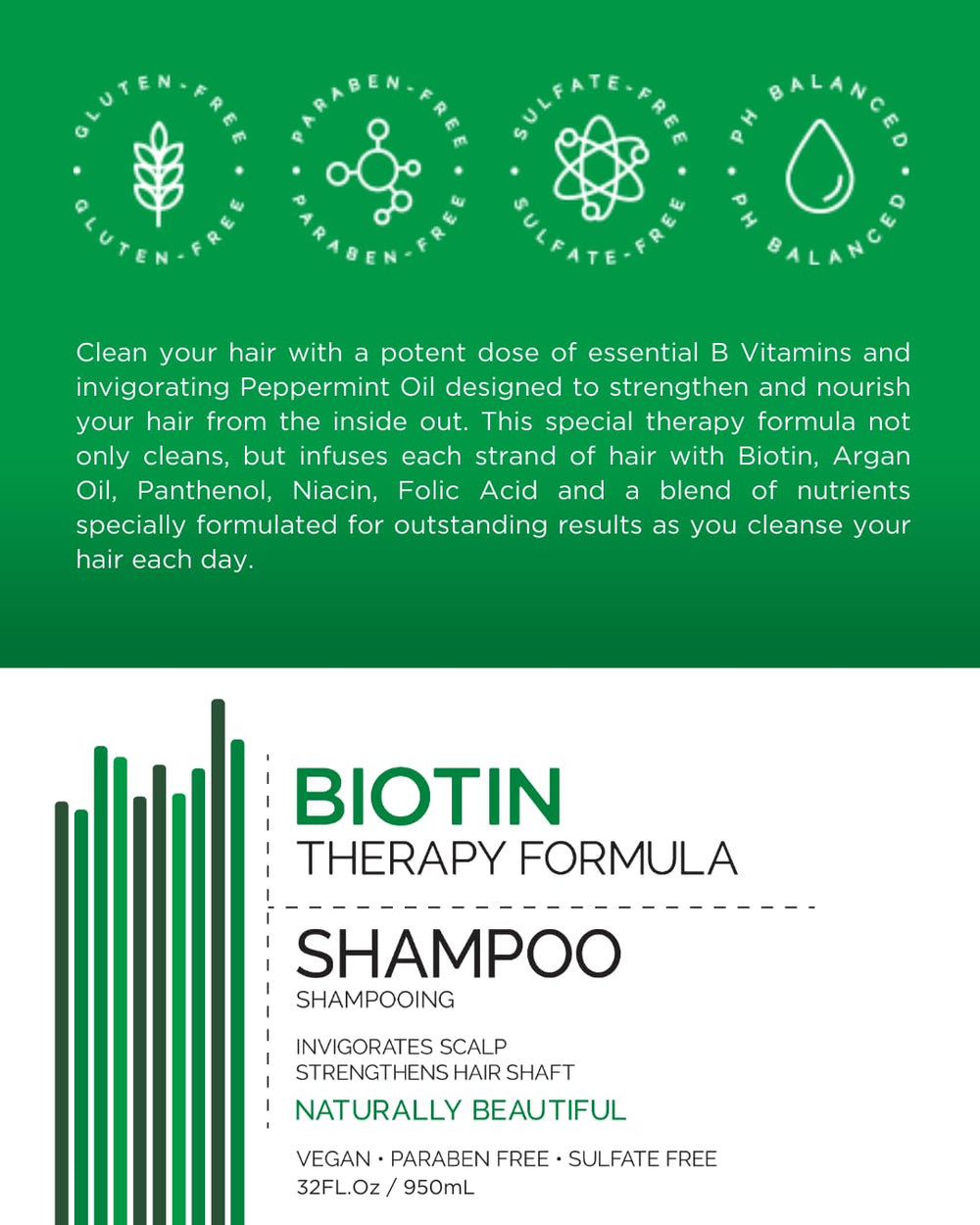 Mill Creek Biotin Shampoo ingredients panel includes argan oil and aloe.
