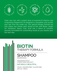 Mill Creek Biotin Shampoo ingredients panel includes argan oil and aloe.