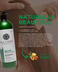 Mill Creek Biotin Shampoo lather shown for refreshing cleanse.