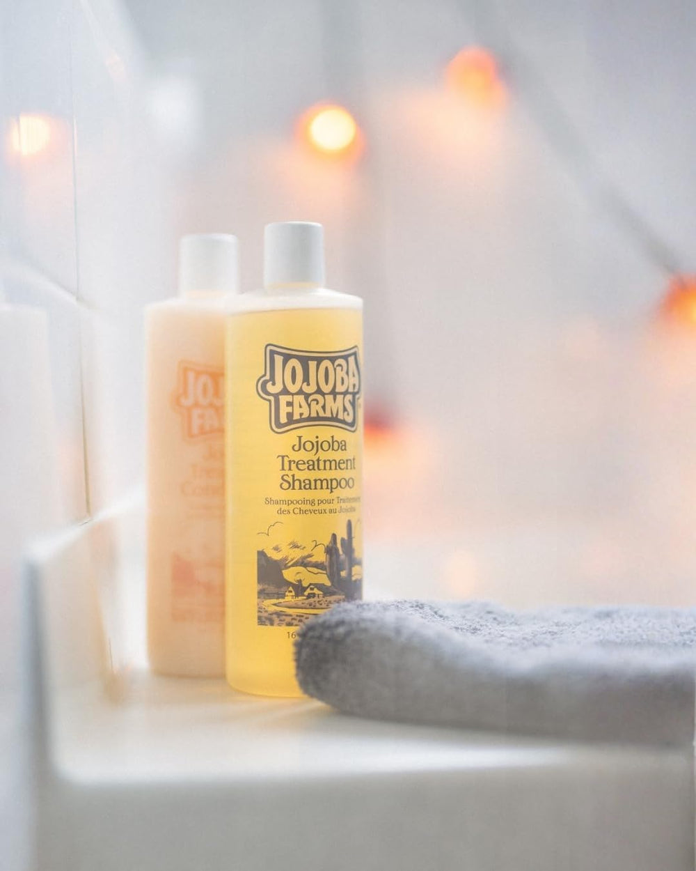 Mill Creek Jojoba Farms label closeup shows clean ingredients and brand trust.