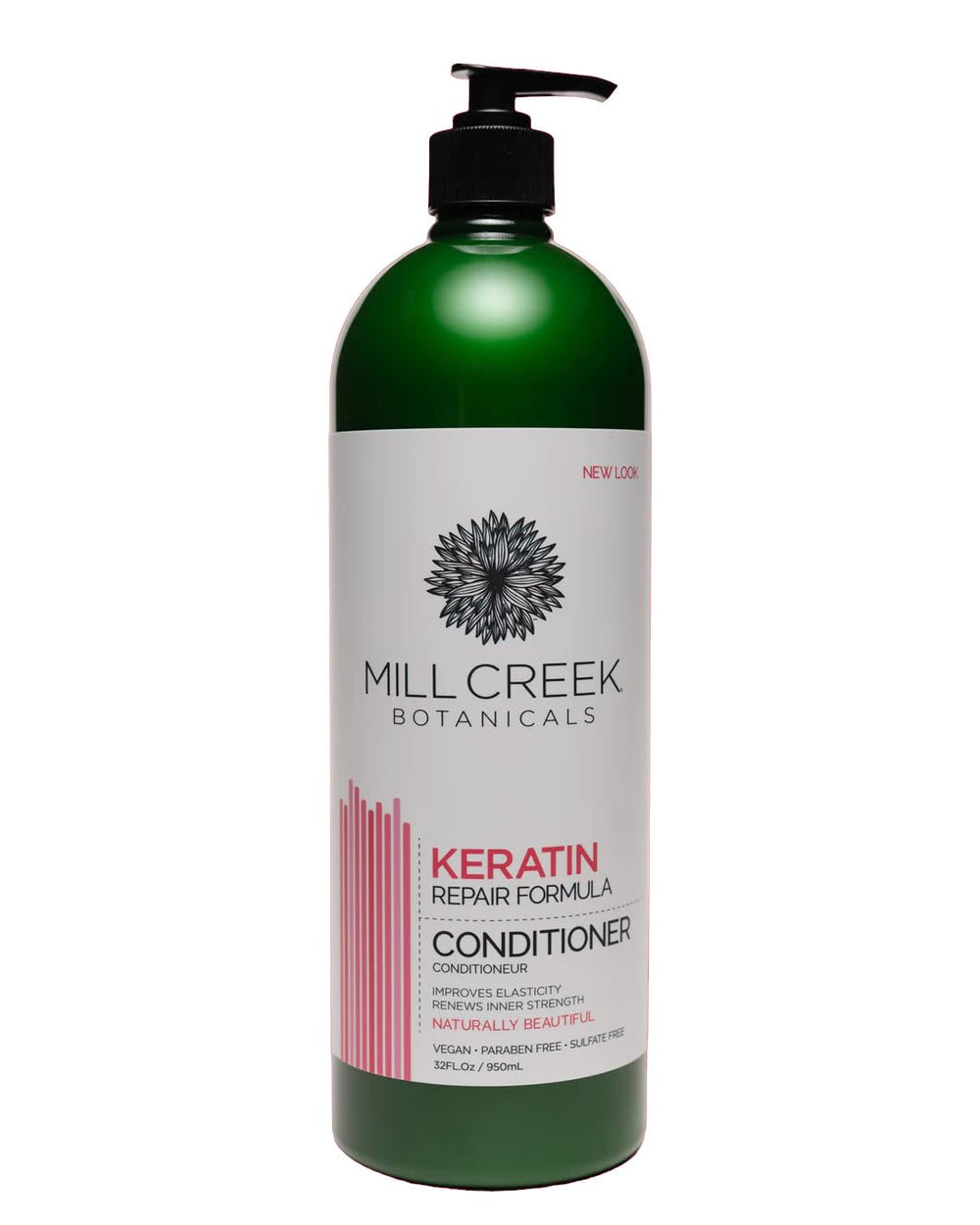 Mill Creek Keratin Conditioner bottle front highlighting 32 oz size for home use.