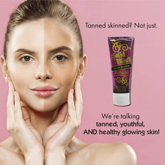 Applying Millennium Tanning Solid Black Facial Bronzer during a skincare routine