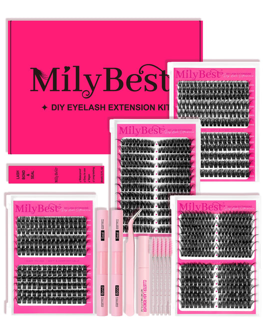 MilyBest 4 Styles Lash Clusters Kit with 864 pcs for versatile at-home lashes