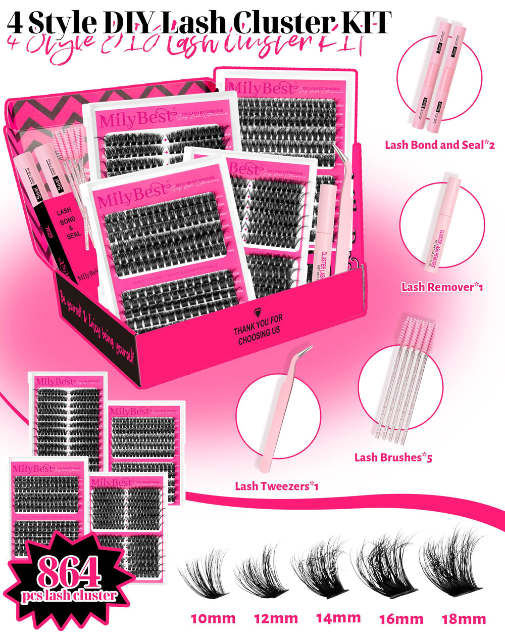 MilyBest dual-ended lash glue with black bond and white seal for strong hold