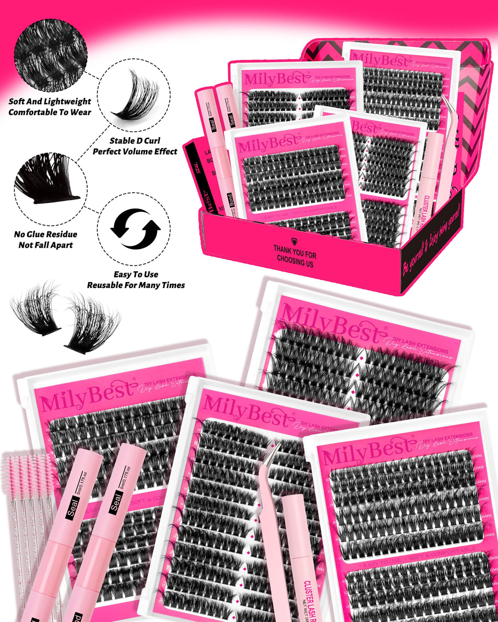 MilyBest lash and eyebrow brushes for safe styling