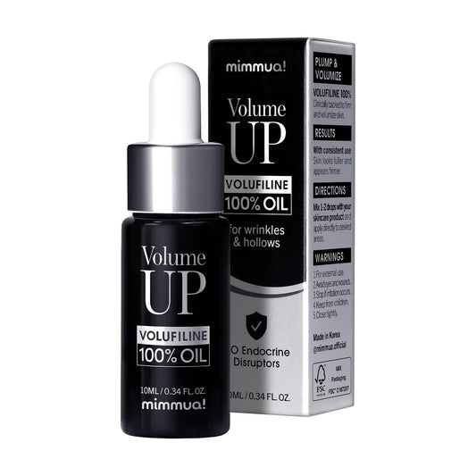 Mimmua Volume UP oil bottle shows pure 100% Volufiline for DIY skincare.