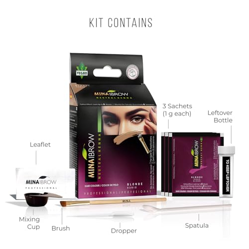 MINA iBrow brush and applicator ready for precise, mess-free at-home tint application.