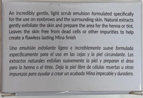 Hands apply the scrub along the brow line before tinting.