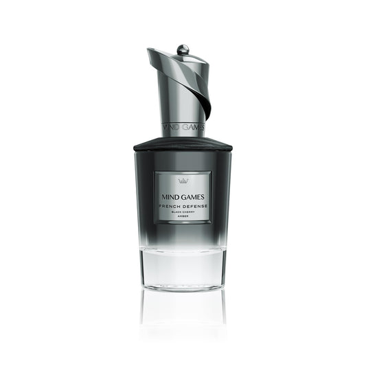 MIND GAMES French Defense bottle showing cherry and chamomile notes for a bright, uplifting scent.