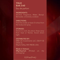 Mine True Bak 540 elegant packaging communicates luxury and modern sophistication.