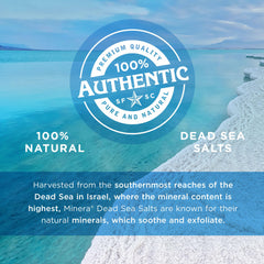 Minera Dead Sea Salt jar packaging highlights pure minerals for skin nourishment