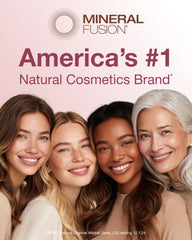 Mineral Fusion concealer palette cruelty-free emblem shown with shade-matching tips.