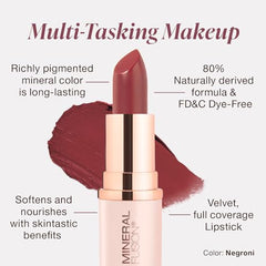 Mineral Fusion Negroni swatch on arm displays rich pigment.