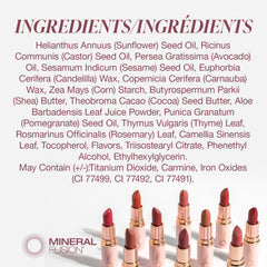 Mineral Fusion Paloma with avocado oil hydrates and nourishes lips throughout the day.