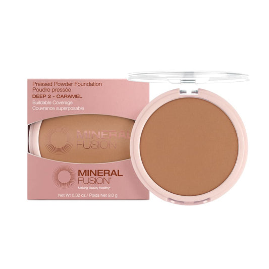 Mineral Fusion pressed powder foundation Deep 2 compact: silky matte finish for shine control