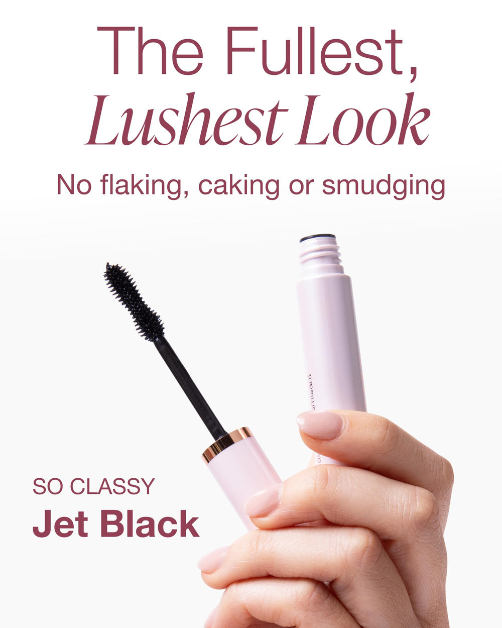 Mineral Fusion So Classy Volume Mascara wand application demonstrates easy layering and curl