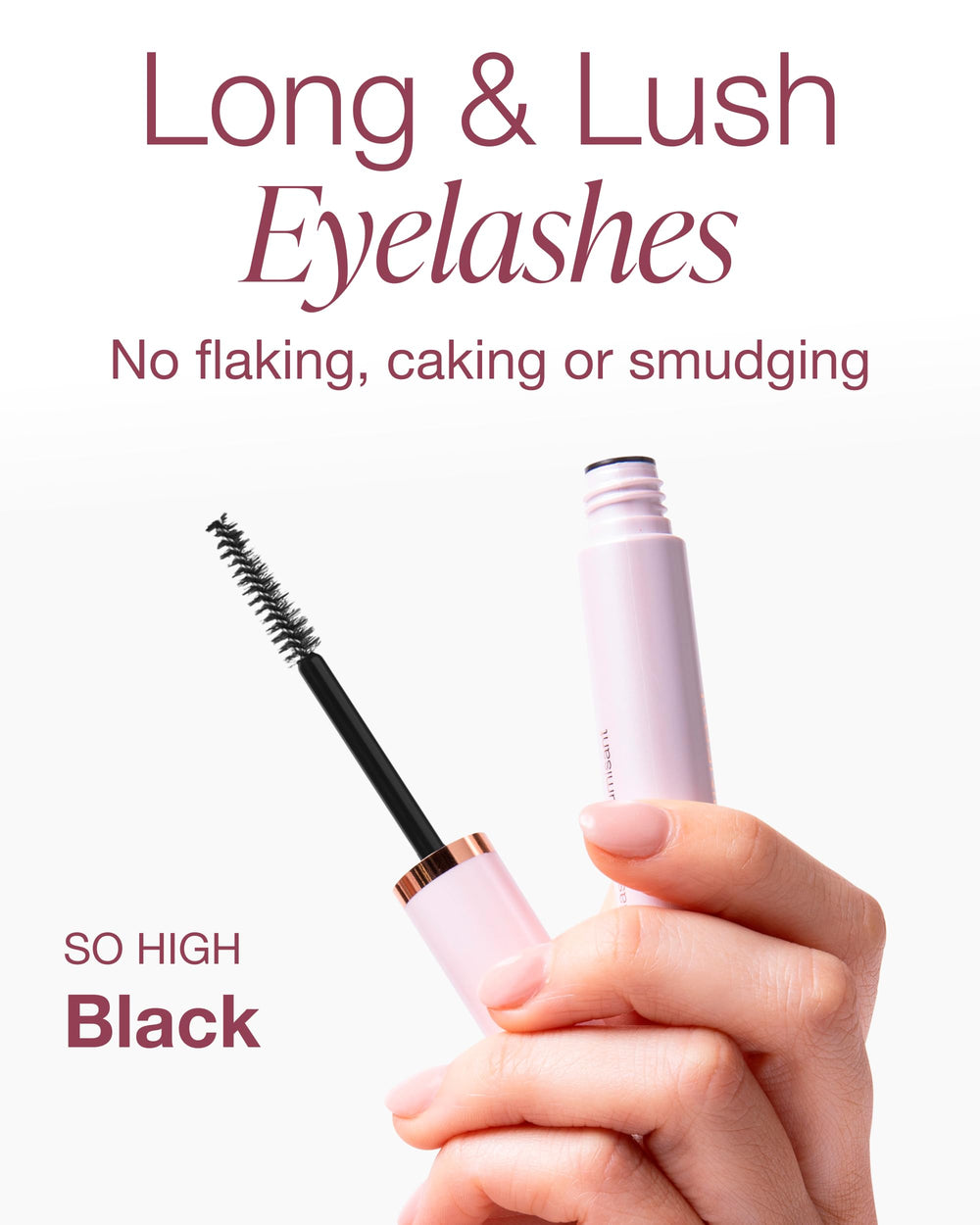Mineral Fusion So High mascara on lashes showing length and defined shape.
