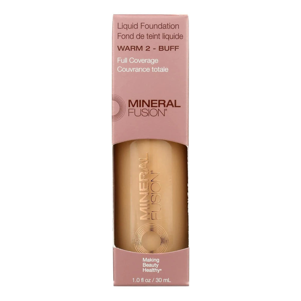 Mineral Fusion Warm 2 foundation in a 1oz bottle for natural, buildable coverage.