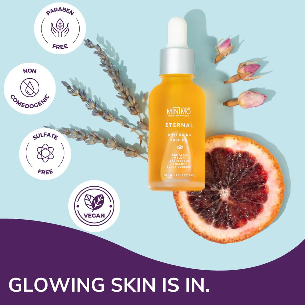Minimo Skin Essentials Black Currant Oil delivers fatty acids for vitality.