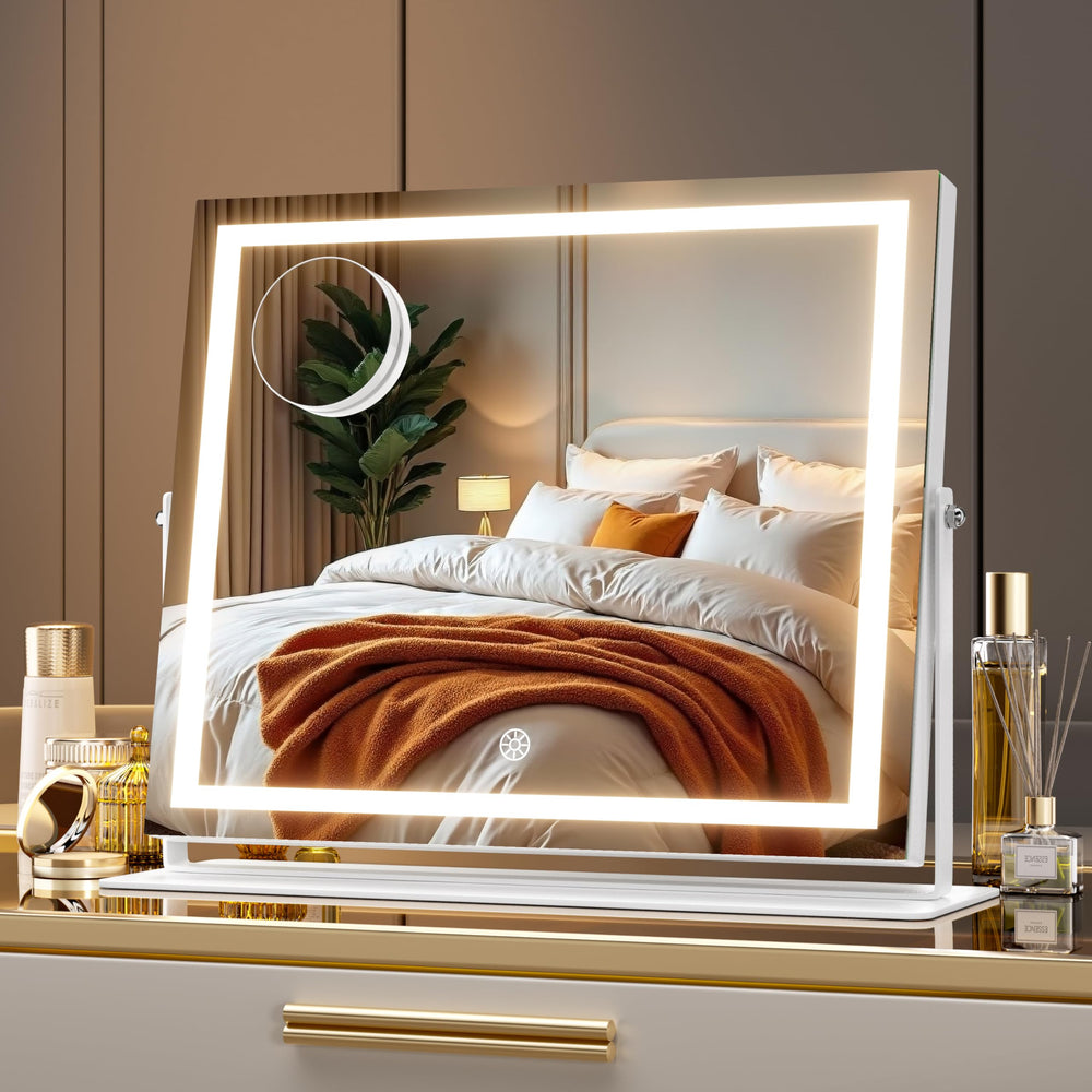 MINISO vanity mirror with lights front view, adjustable brightness for flawless makeup.