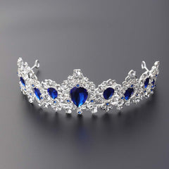 Minkissy royal blue tiara front view showcasing elegant design.