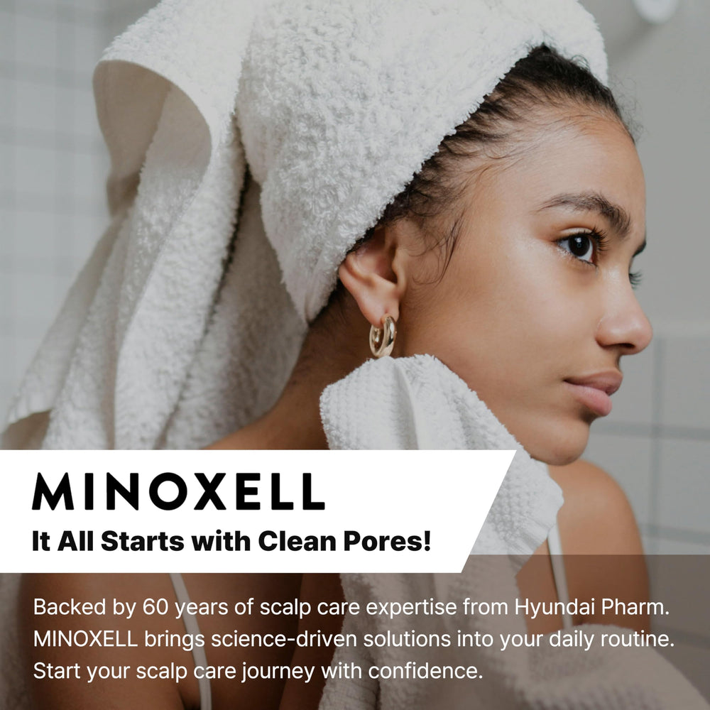 MINOXELL clarifying action visual showing clean roots after wash