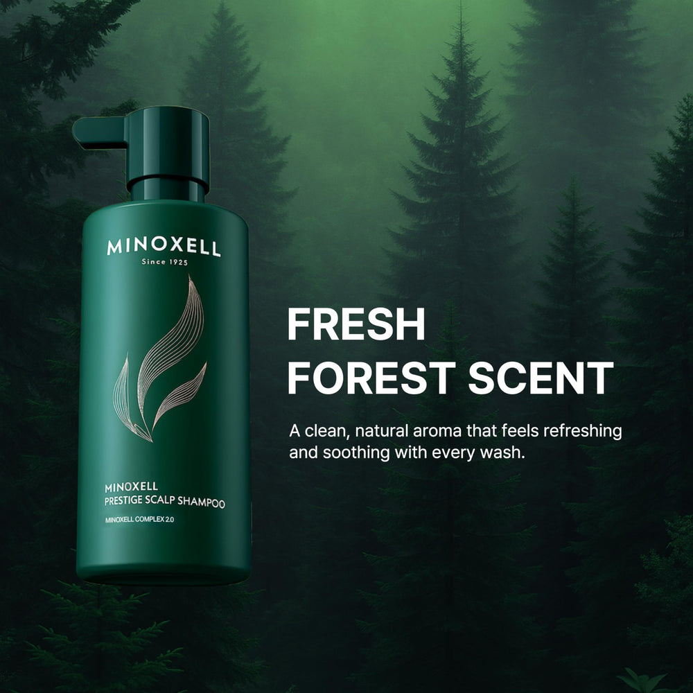 Refreshing cooling sensation while rinsing MINOXELL Prestige Shampoo