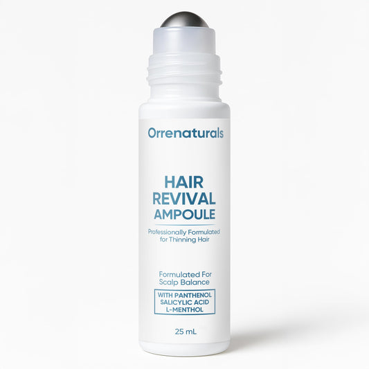 Minyang Orrenaturals hair revival ampoule bottle, compact packaging and lightweight formula for daily use.