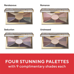Mirabella Eye Love You Neutral Shimmer palette color range includes blue, purple, pink, rose gold shades.
