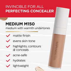Creamy texture swatch of Mirabella Invincible concealer showing smooth, hydrating blend.