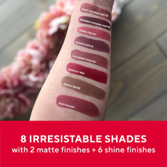 Mirabella Sealed with a Kiss lipstick close-up highlights creamy texture and rich color