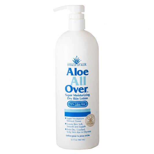 Miracle of Aloe all-over lotion bottle pump for easy hydration.