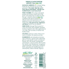 Back packaging details for Miracle of Aloe Hand and Foot Repair