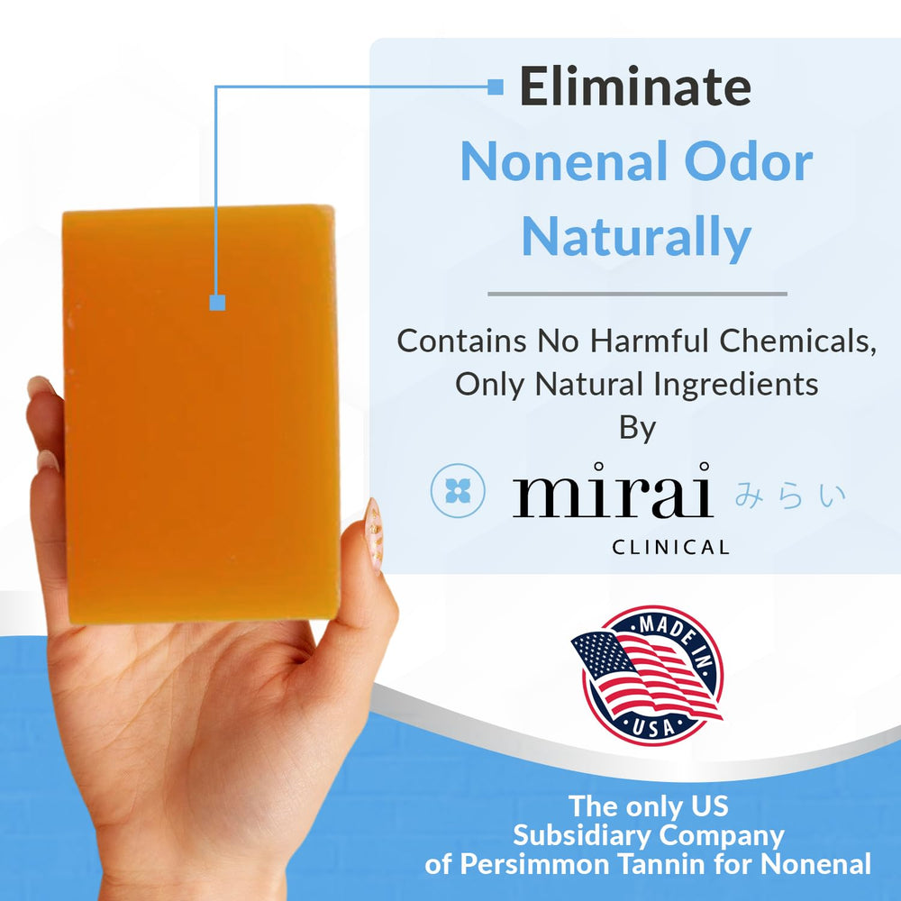 Mirai Persimmon Soap Bar with green tea extracts on a fresh surface
