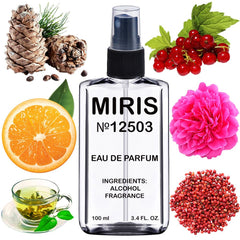 MIRIS No. 12503 bottle highlights floral fruity top notes for a fresh opening.