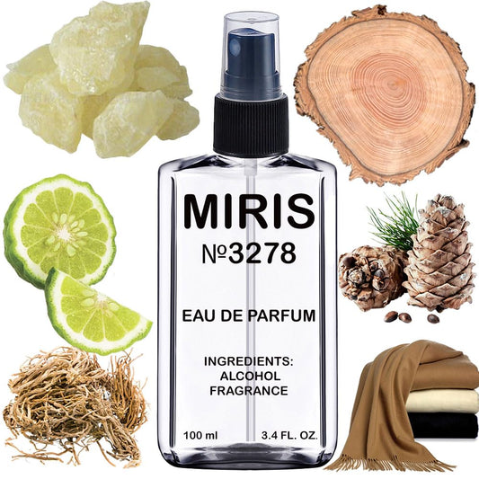 MIRIS No. 3278 bottle front, a refined woody scent for daily wear.