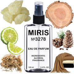 MIRIS No. 3278 bottle front, a refined woody scent for daily wear.