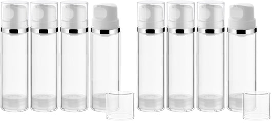 Mirrline airless pump bottle 150ml front view, compact travel-friendly design.